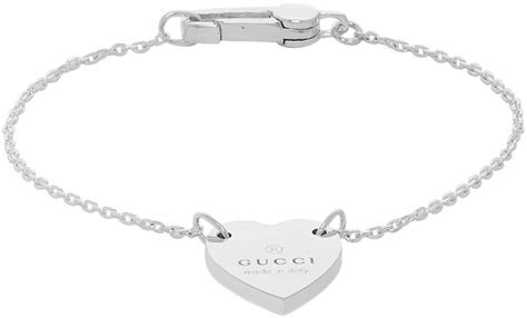 gucci bracelet heart silver|heart bracelet with gucci trademark.